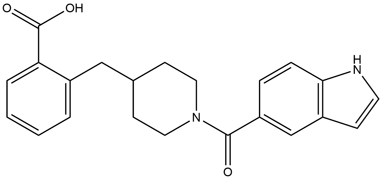 2-[[1-(1H-Indol-5-ylcarbonyl)-4-piperidinyl]methyl]benzoic acid 结构式