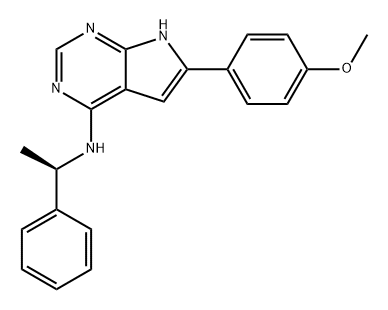 7H-Pyrrolo[2,3-d]pyrimidin-4-amine, 6-(4-methoxyphenyl)-N-[(1R)-1-phenylethyl]- 结构式