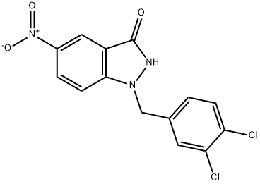 3H-Indazol-3-one, 1-[(3,4-dichlorophenyl)methyl]-1,2-dihydro-5-nitro- 结构式
