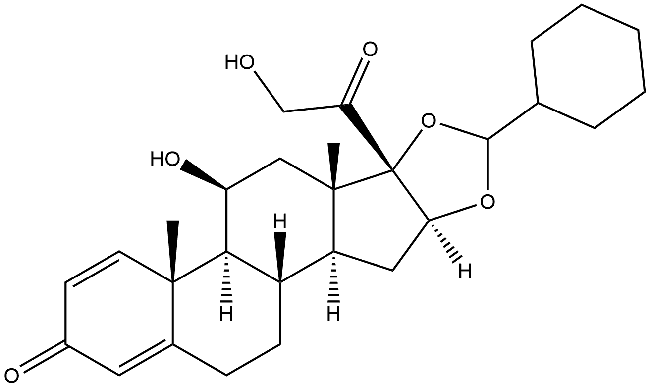 Pregna-1,4-diene-3,20-dione, 16,17-[(cyclohexylmethylene)bis(oxy)]-11,21-dihydroxy-, (11β,16α)- 结构式
