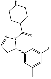 Methanone, [(5S)-5-(3,5-difluorophenyl)-4,5-dihydro-1H-pyrazol-1-yl]-4-piperidinyl- 结构式