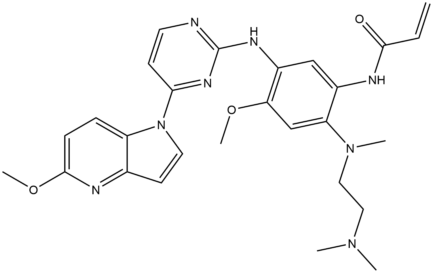 2-Propenamide, N-[2-[[2-(dimethylamino)ethyl]methylamino]-4-methoxy-5-[[4-(5-methoxy-1H-pyrrolo[3,2-b]pyridin-1-yl)-2-pyrimidinyl]amino]phenyl]- 结构式