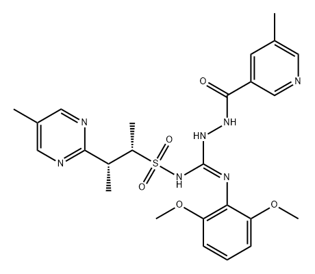 N'-(2,6-二甲氧基苯基)-2-(5-甲基烟酰基)-N-(((2S,3R)-3-(5-甲基嘧啶-2-基)丁-2-基)磺酰基)肼- 1-甲脒酰胺 结构式