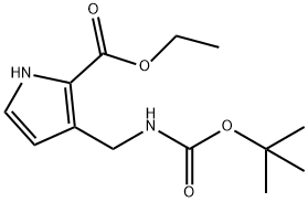 3-(((叔丁氧基羰基)氨基)甲基)-1H-吡咯-2-羧酸乙酯 结构式