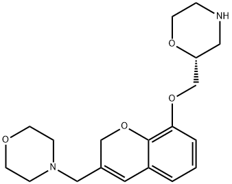 Morpholine, 2-[[[3-(4-morpholinylmethyl)-2H-1-benzopyran-8-yl]oxy]methyl]-, (R)- (9CI) 结构式