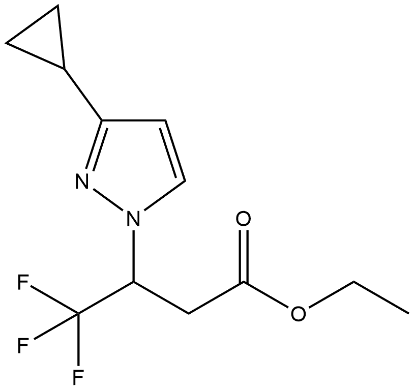 ethyl 3-(3-cyclopropyl-1H-pyrazol-1-yl)-4,4,4-trifluorobutanoate 结构式