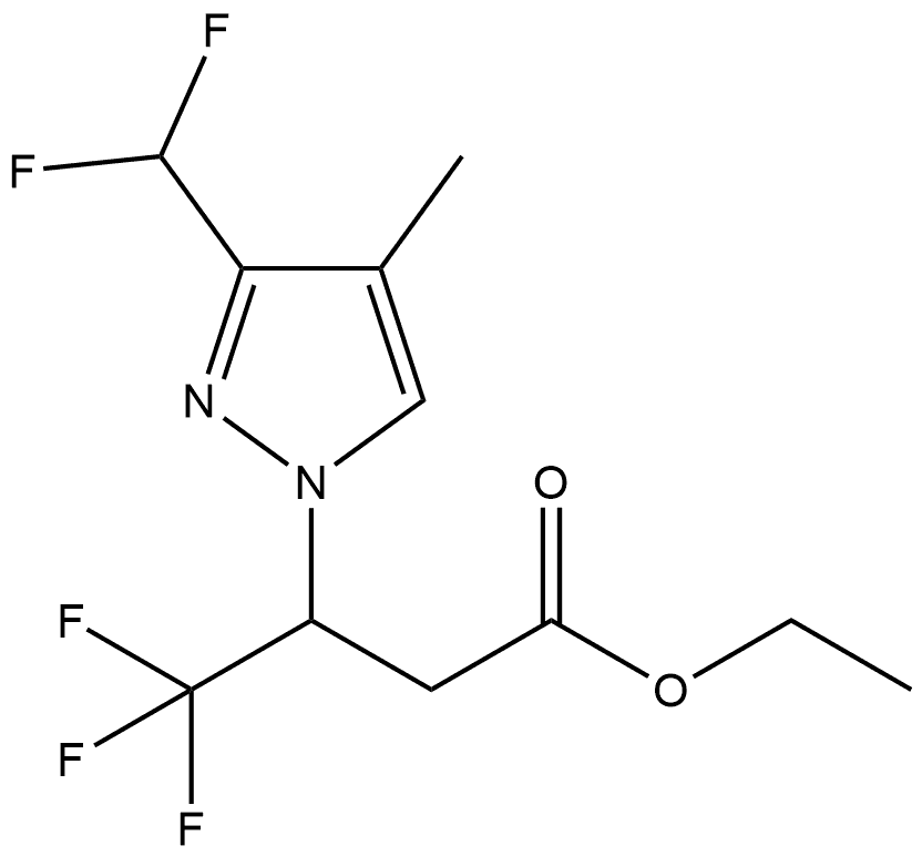 ethyl 3-[3-(difluoromethyl)-4-methyl-1H-pyrazol-1-yl]-4,4,4-trifluorobutanoate 结构式