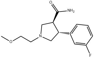 3-Pyrrolidinecarboxamide, 4-(3-fluorophenyl)-1-(2-methoxyethyl)-, (3S,4R)- 结构式