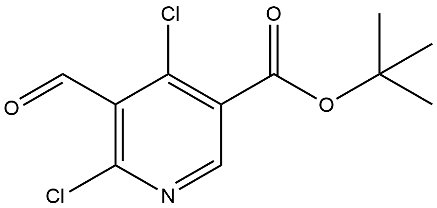 1,1-二甲基乙基4,6-二氯-5-甲酰基-3-吡啶羧酸盐 结构式