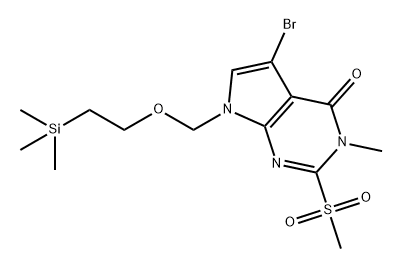 5-溴-3-甲基-2-(甲磺酰基)-7-((2-(三甲基甲硅烷基)乙氧基)甲基)-3,7-二氢-4H-吡咯并[2,3-D]嘧啶-4-酮 结构式