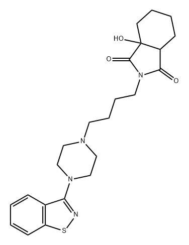 1H-Isoindole-1,3(2H)-dione, 2-[4-[4-(1,2-benzisothiazol-3-yl)-1-piperazinyl]butyl]hexahydro-3a-hydroxy- 结构式