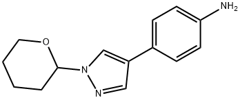 4-[1-(四氢-2H-吡喃-2-基)-4-吡唑基]苯胺 结构式