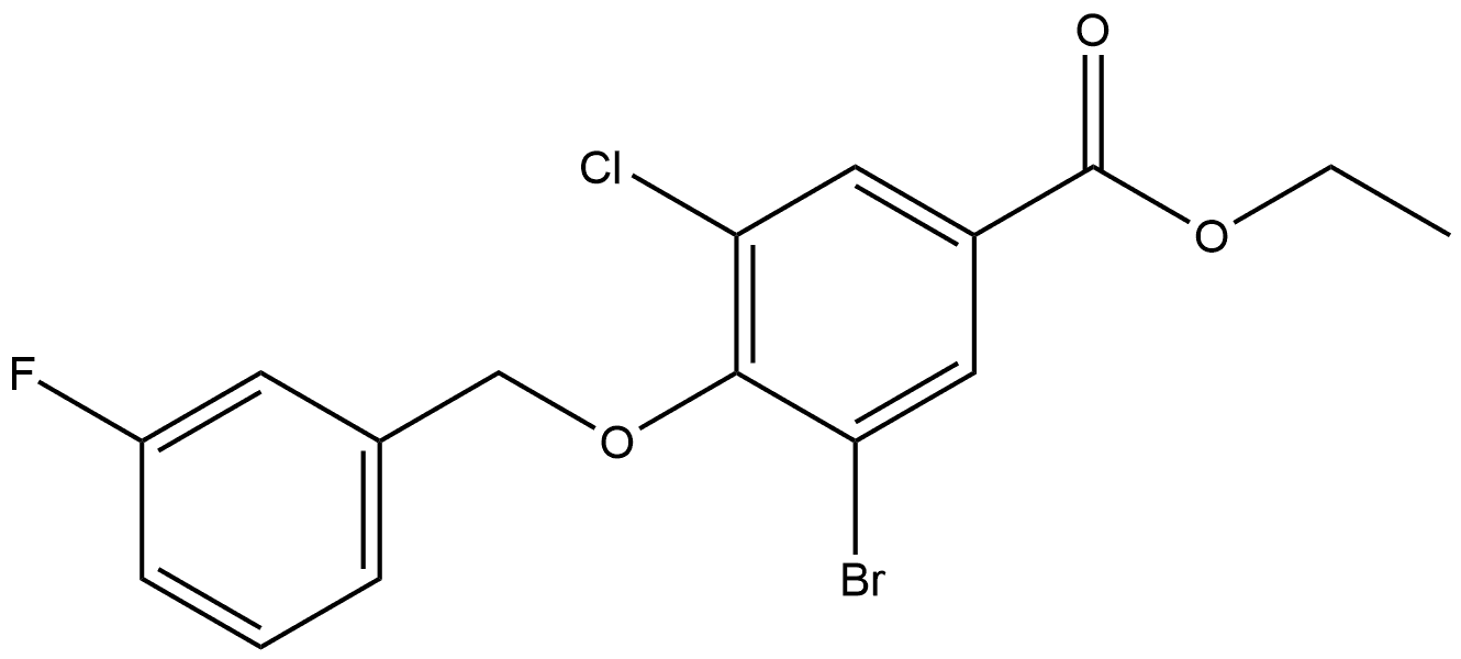 Ethyl 3-bromo-5-chloro-4-[(3-fluorophenyl)methoxy]benzoate 结构式