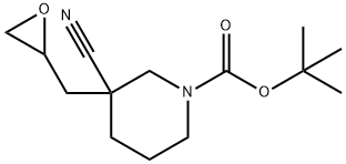 3-氰基-3-(环氧乙烷-2-基甲基)哌啶-1-甲酸叔丁酯 结构式