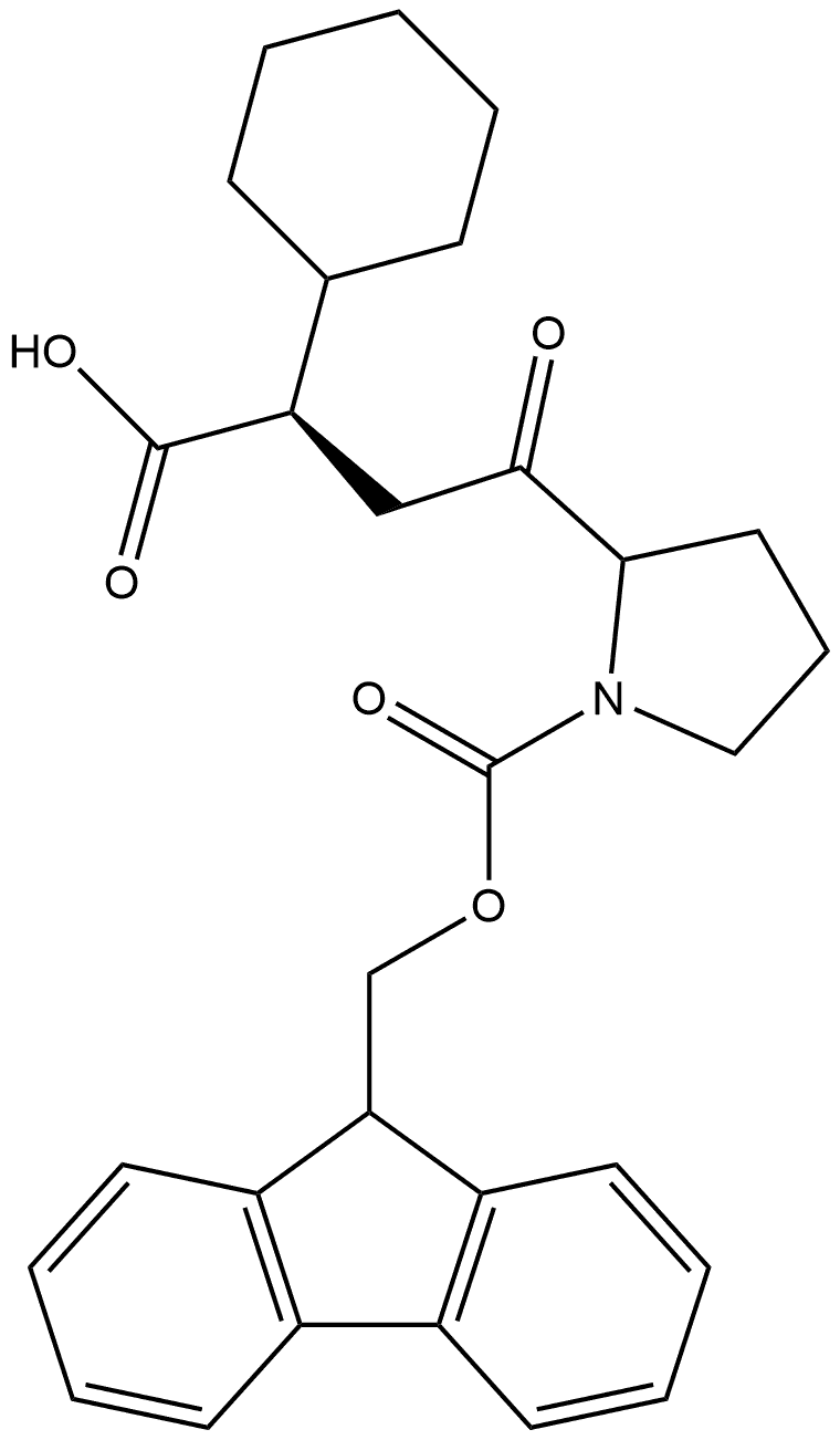 2-Pyrrolidinebutanoic acid, α-cyclohexyl-1-[(9H-fluoren-9-ylmethoxy)carbonyl]-γ-oxo-, (αR)- 结构式