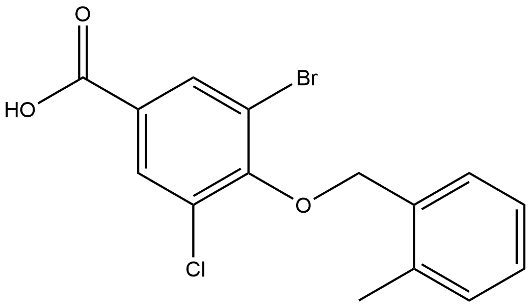 3-Bromo-5-chloro-4-[(2-methylphenyl)methoxy]benzoic acid 结构式