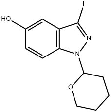 3-碘-1-(四氢-2H-吡喃-2-基)-1H-吲唑-5-醇 结构式