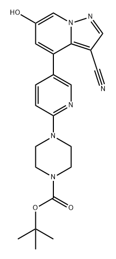 1-Piperazinecarboxylic acid, 4-[5-(3-cyano-6-hydroxypyrazolo[1,5-a]pyridin-4-yl)-2-pyridinyl]-, 1,1-dimethylethyl ester 结构式