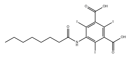 1,3-Benzenedicarboxylic acid, 2,4,6-triiodo-5-[(1-oxooctyl)amino]- 结构式