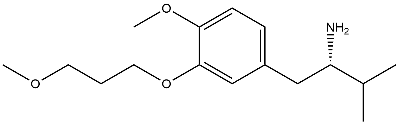 (S)-1-(4-methoxy-3-(3-methoxypropoxy)phenyl)-3-methylbutan-2-amine(WX192125) 结构式