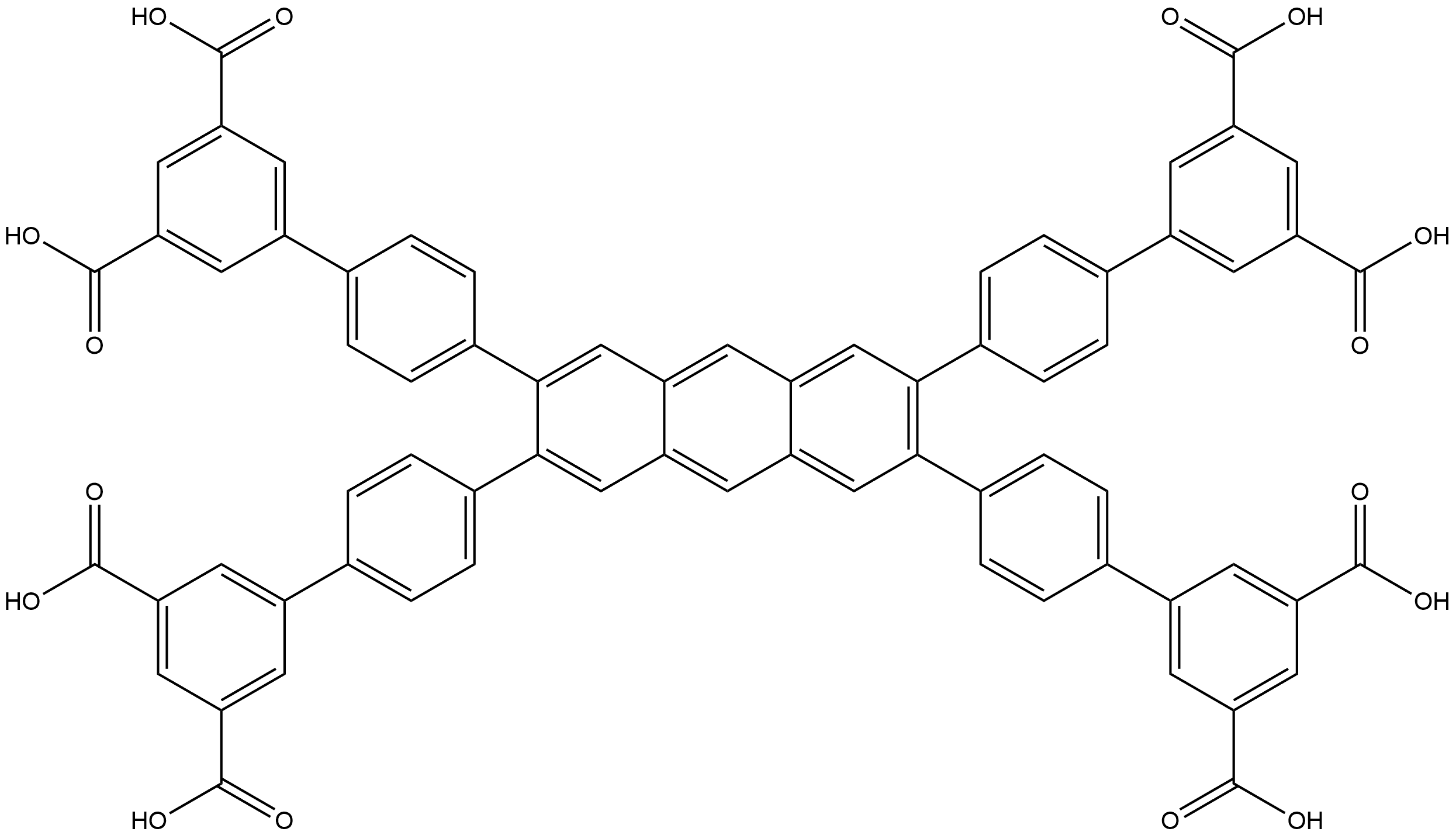 2,3,6,7-四(3',5'-二羧基联苯-4-基)-1,4,5,8-四氮杂蒽 结构式