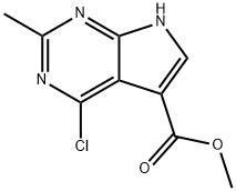 7H-PYRROLO[2,3-D]PYRIMIDINE-5-CARBOXYLIC ACID, 4-CHLORO-2-METHYL-, METHYL ESTER 结构式