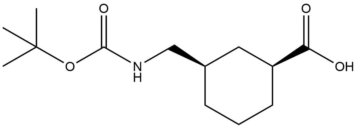 Cyclohexanecarboxylic acid, 3-[[[(1,1-dimethylethoxy)carbonyl]amino]methyl]-, (1S,3R)- 结构式