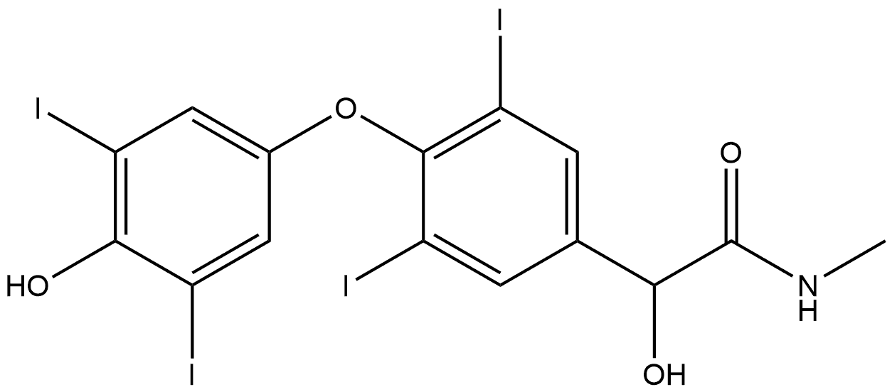 α-Hydroxy-4-(4-hydroxy-3,5-diiodophenoxy)-3,5-diiodo-N-methyl-benzeneacetamide 结构式