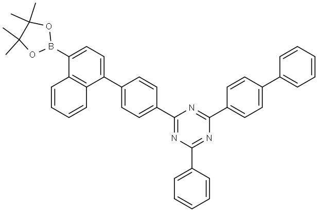 2-(联苯-4基L)-4-苯基-6-(4-(硼酸频那醇酯基萘-1-基)苯基)-1,3,5-三嗪 结构式