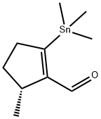 (R)-5-甲基-2-(三甲基锡基)环戊-1-烯-1-甲醛 结构式