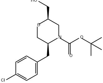 4-Morpholinecarboxylic acid, 5-[(4-chlorophenyl)methyl]-2-(hydroxymethyl)-, 1,1-dimethylethyl ester, (2R,5S)- 结构式