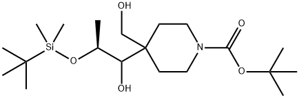 (2S)-2-[(叔丁基二甲基硅基)氧基]-1-[1-BOC-4-(羟甲基)-4-哌啶基]-1-丙醇 结构式