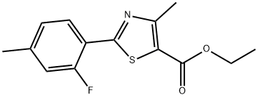 ethyl 2-(2-fluoro-4-methylphenyl)-4-methyl-1,3-thiazole-5-carboxylate 结构式