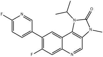 2H-Imidazo[4,5-c]quinolin-2-one, 7-fluoro-8-(6-fluoro-3-pyridinyl)-1,3-dihydro-3-methyl-1-(1-methylethyl)- 结构式