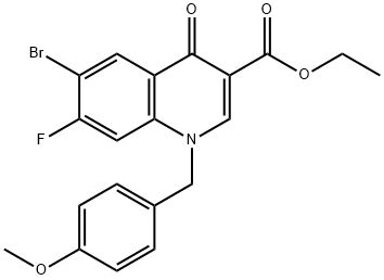 Ethyl 6-bromo-7-fluoro-1-[(4-methoxyphenyl)methyl]-4-oxo-quinoline-3-carboxylate 结构式
