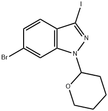 6-溴-3-碘-1-(四氢2H-吡喃-2-基)-1H-吲唑 结构式