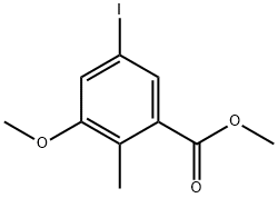 5-碘-3-甲氧基-2-甲基苯甲酸甲酯 结构式