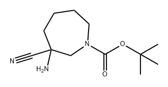 叔丁基3-氨基-3-氰基氮烷-1-羧酸酯 结构式
