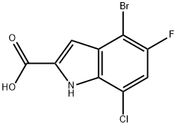 4-bromo-7-chloro-5-fluoro-1H-indole-2-carboxylic acid 结构式