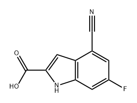 4-氰基-6-氟-1H-吲哚-2-羧酸 结构式