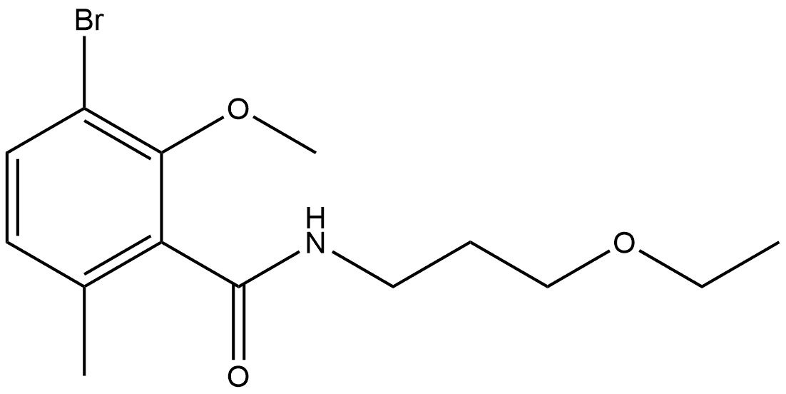 3-Bromo-N-(3-ethoxypropyl)-2-methoxy-6-methylbenzamide 结构式