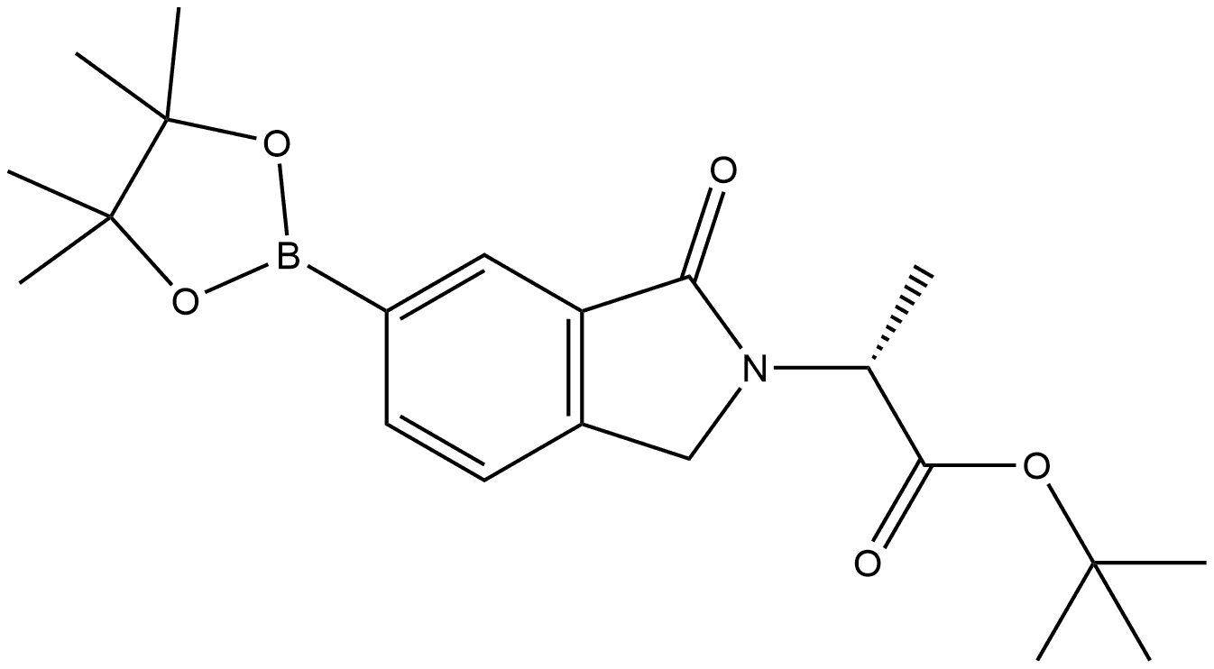 (R)-2-(1-氧代-6-(4,4,5,5-四甲基-1,3,2-二氧硼烷-2-基)异吲哚啉-2-基)丙酸叔丁酯 结构式