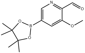 3-甲氧基-5-(4,4,5,5-四甲基-1,3,2-二噁硼烷-2-基)吡啶甲醛 结构式