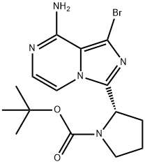 Tert-butyl (S)-2-(8-amino-1-bromoimidazo[1,5-a]pyrazin-3-yl)pyrrolidine-1-carboxylate 结构式