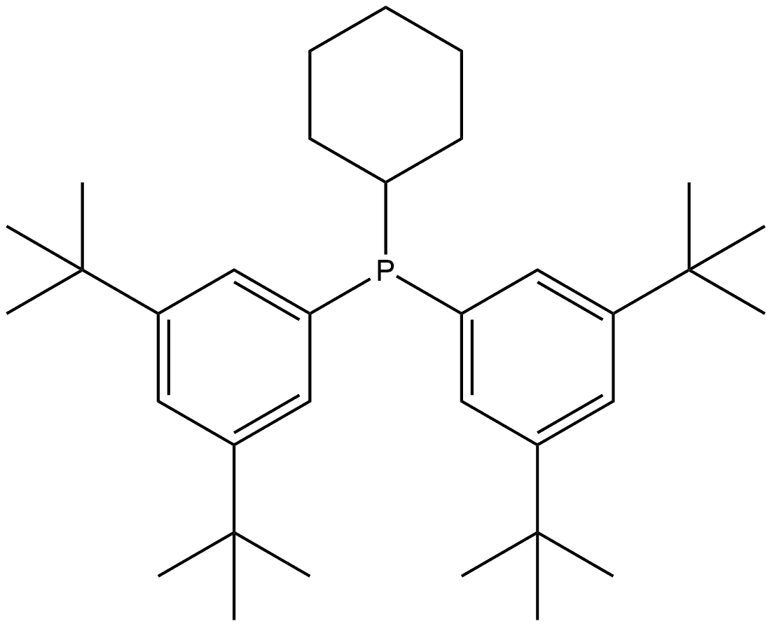 双(3,5-二叔丁基苯基)环己基膦 结构式