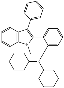 2-(2-(dicyclohexylphosphanyl)phenyl)-1-methyl-3-phenyl-1H-indole 结构式