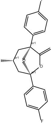 1,5-Bis(4-fluorophenyl)-3-methyl-7-methylene-6,8-dioxabicyclo[3.2.1]octane 结构式