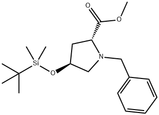 D-Proline, 4-[[(1,1-dimethylethyl)dimethylsilyl]oxy]-1-(phenylmethyl)-, methyl ester, (4S)- 结构式