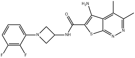 Thieno[2,3-c]pyridazine-6-carboxamide, 5-amino-N-[1-(2,3-difluorophenyl)-3-azetidinyl]-3,4-dimethyl- 结构式