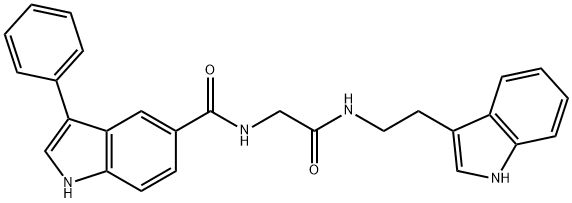 N-[2-[[2-(3-吲哚基)乙基]氨基]-2-氧代乙基]-3-苯基-1H-吲哚-5-甲酰胺 结构式